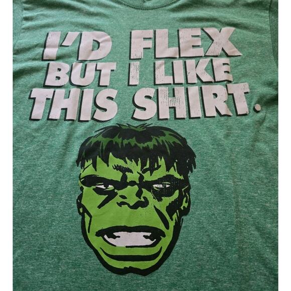 Marvel Incredible Hulk Id Flex but i like this shirt Green Top SZ S - Picture 3 of 7